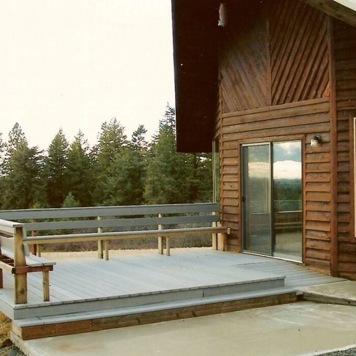Large trex deck at the front of the Sunrise Chapel.