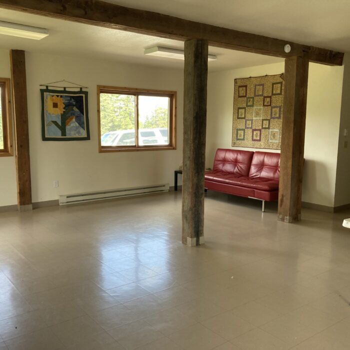 dining/meeting space in barn
